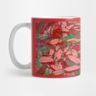 Pink Red and Green Fallen Leaves Mug